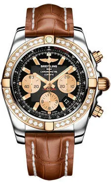 Breitling - Chronomat 44 Steel and Rose Gold 40 Diamond Bezel - Croco Strap