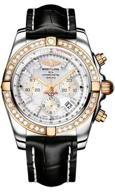 Breitling - Chronomat 44 Steel and Rose Gold 40 Diamond Bezel - Croco Strap
