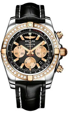 Breitling - Chronomat 44 Steel and Rose Gold 40 Diamond Bezel - Croco Strap
