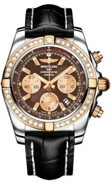 Breitling - Chronomat 44 Steel and Rose Gold 40 Diamond Bezel - Croco Strap