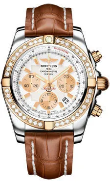 Breitling - Chronomat 44 Steel and Rose Gold 40 Diamond Bezel - Croco Strap