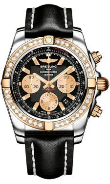 Breitling - Chronomat 44 Steel and Rose Gold 40 Diamond Bezel - Leather Strap