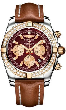 Breitling - Chronomat 44 Steel and Rose Gold 40 Diamond Bezel - Leather Strap