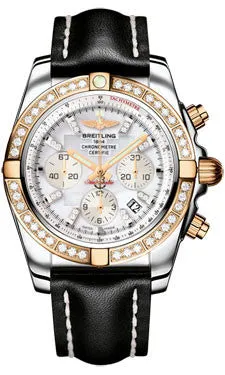 Breitling - Chronomat 44 Steel and Rose Gold 40 Diamond Bezel - Leather Strap