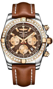 Breitling - Chronomat 44 Steel and Rose Gold 40 Diamond Bezel - Leather Strap