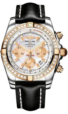 Breitling - Chronomat 44 Steel and Rose Gold 40 Diamond Bezel - Leather Strap