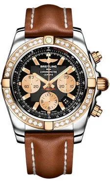 Breitling - Chronomat 44 Steel and Rose Gold 40 Diamond Bezel - Leather Strap