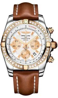 Breitling - Chronomat 44 Steel and Rose Gold 40 Diamond Bezel - Leather Strap