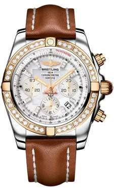 Breitling - Chronomat 44 Steel and Rose Gold 40 Diamond Bezel - Leather Strap