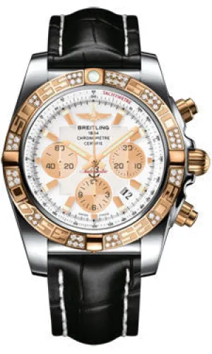 Breitling - Chronomat 44 Steel and Rose Gold 60 Diamond Bezel - Croco Strap