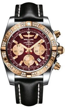 Breitling - Chronomat 44 Steel and Rose Gold 60 Diamond Bezel - Leather Strap