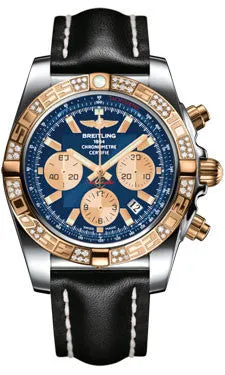 Breitling - Chronomat 44 Steel and Rose Gold 60 Diamond Bezel - Leather Strap