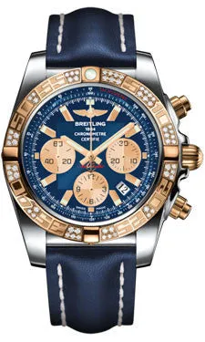 Breitling - Chronomat 44 Steel and Rose Gold 60 Diamond Bezel - Leather Strap