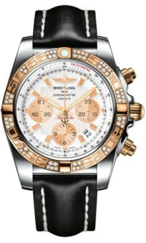 Breitling - Chronomat 44 Steel and Rose Gold 60 Diamond Bezel - Leather Strap