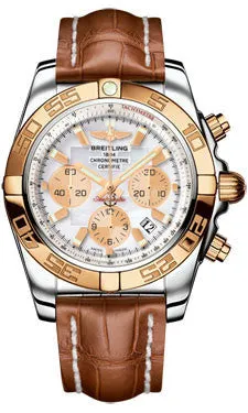 Breitling - Chronomat 44 Steel and Rose Gold Polished Bezel - Croco Strap