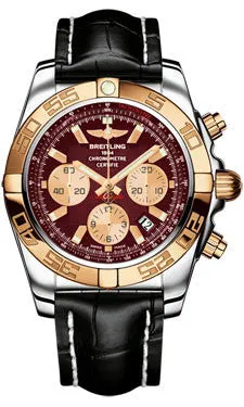 Breitling - Chronomat 44 Steel and Rose Gold Polished Bezel - Croco Strap