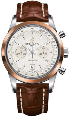 Breitling - Transocean Chronograph 38 Steel And Gold - Croco Strap
