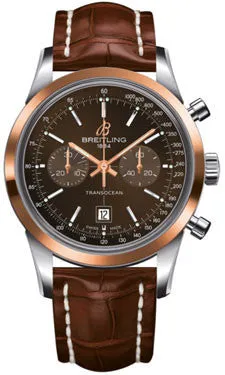 Breitling - Transocean Chronograph 38 Steel And Gold - Croco Strap
