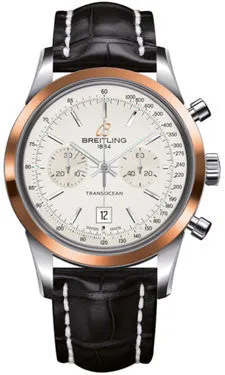Breitling - Transocean Chronograph 38 Steel And Gold - Croco Strap