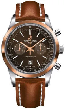 Breitling - Transocean Chronograph 38 Steel And Gold - Leather Strap