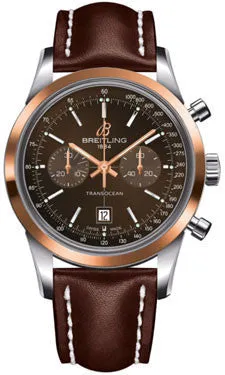 Breitling - Transocean Chronograph 38 Steel And Gold - Leather Strap