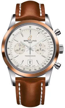 Breitling - Transocean Chronograph 38 Steel And Gold - Leather Strap
