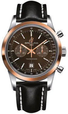Breitling - Transocean Chronograph 38 Steel And Gold - Leather Strap