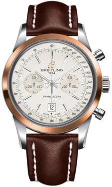 Breitling - Transocean Chronograph 38 Steel And Gold - Leather Strap