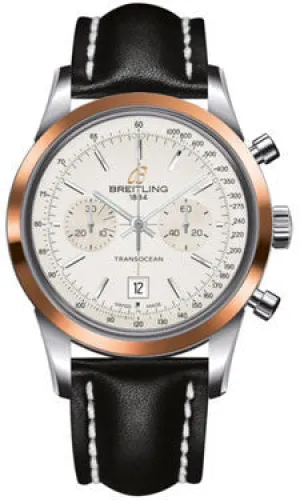 Breitling - Transocean Chronograph 38 Steel And Gold - Leather Strap