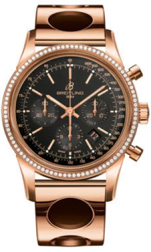 Breitling - Transocean Chronograph Red Gold - Diamond Bezel - Air Racer Bracelet