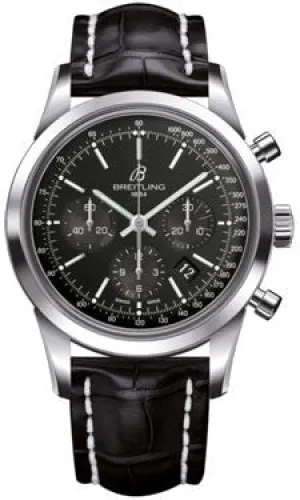 Breitling - Transocean Chronograph Stainless Steel - Croco Strap - Deployant