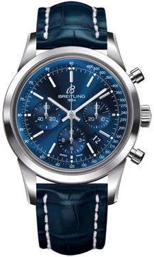 Breitling - Transocean Chronograph Stainless Steel - Croco Strap - Deployant