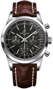 Breitling - Transocean Chronograph Stainless Steel - Croco Strap - Deployant