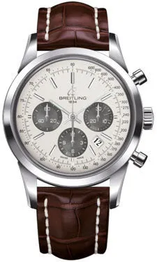 Breitling - Transocean Chronograph Stainless Steel - Croco Strap - Deployant