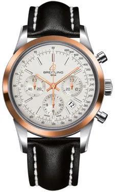 Breitling - Transocean Chronograph Steel and Gold - Leather Strap