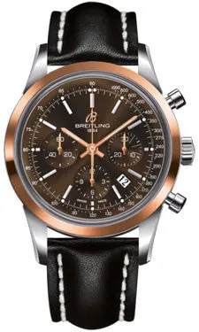Breitling - Transocean Chronograph Steel and Gold - Leather Strap