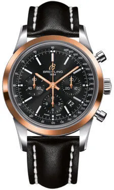 Breitling - Transocean Chronograph Steel and Gold - Leather Strap