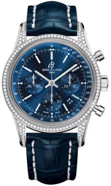 Breitling - Transocean Chronograph Steel - Diamond Case - Croco Strap