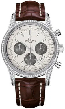Breitling - Transocean Chronograph Steel - Diamond Case - Croco Strap