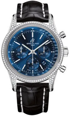 Breitling - Transocean Chronograph Steel - Diamond Case - Croco Strap