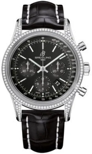 Breitling - Transocean Chronograph Steel - Diamond Case - Croco Strap