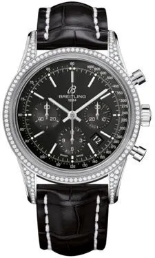 Breitling - Transocean Chronograph Steel - Diamond Case - Croco Strap