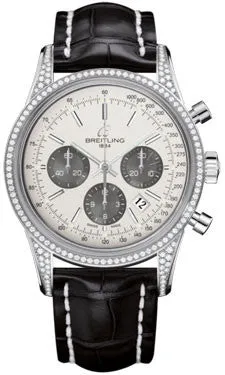 Breitling - Transocean Chronograph Steel - Diamond Case - Croco Strap