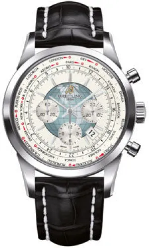 Breitling - Transocean Chronograph Unitime Stainless Steel - Croco Strap