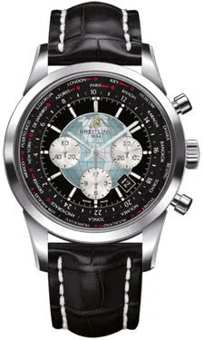 Breitling - Transocean Chronograph Unitime Stainless Steel - Croco Strap