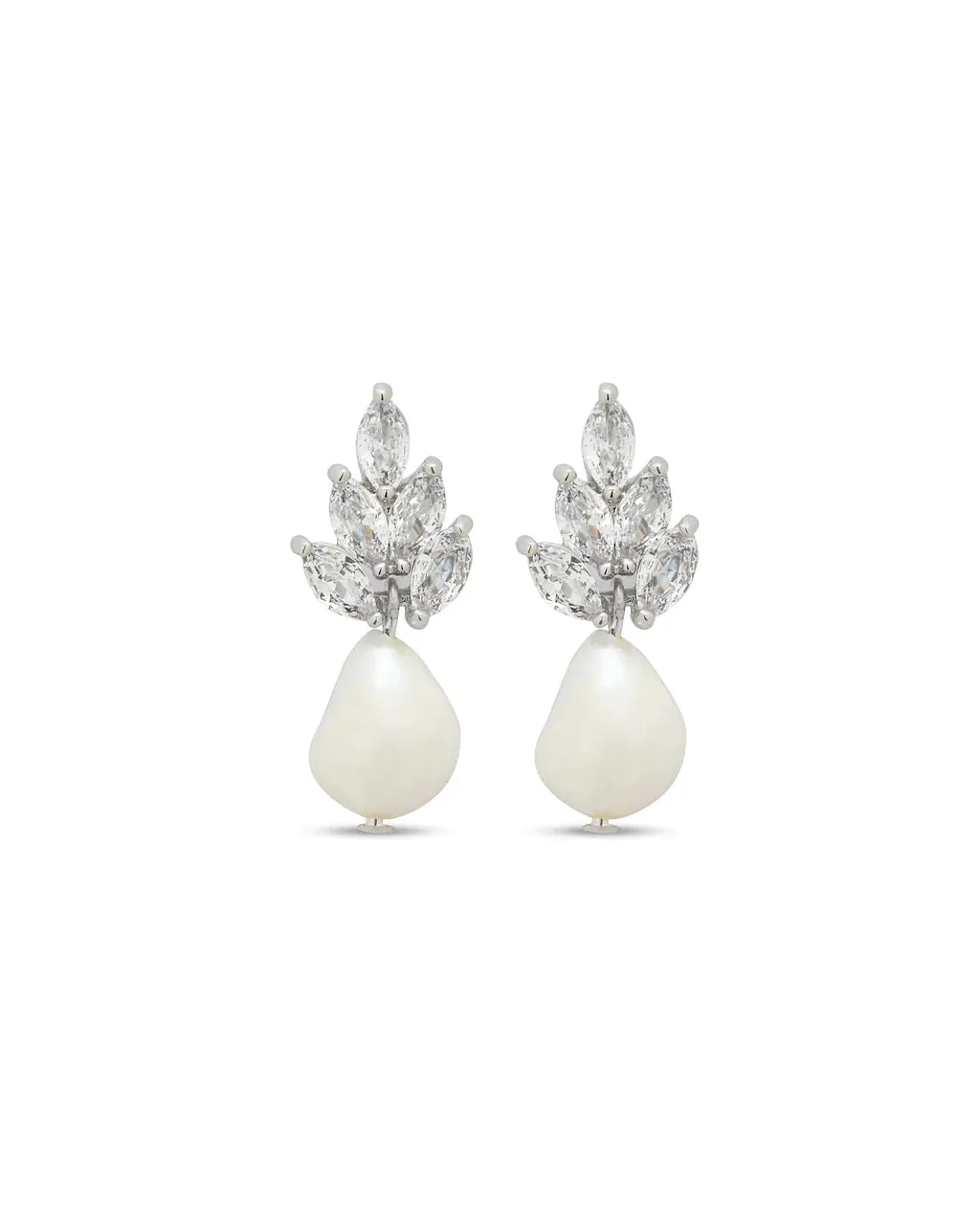 Bridal earrings - crystal detailed stud with natural pearl drop - Bocheron freshwater pearl by Stephanie Browne