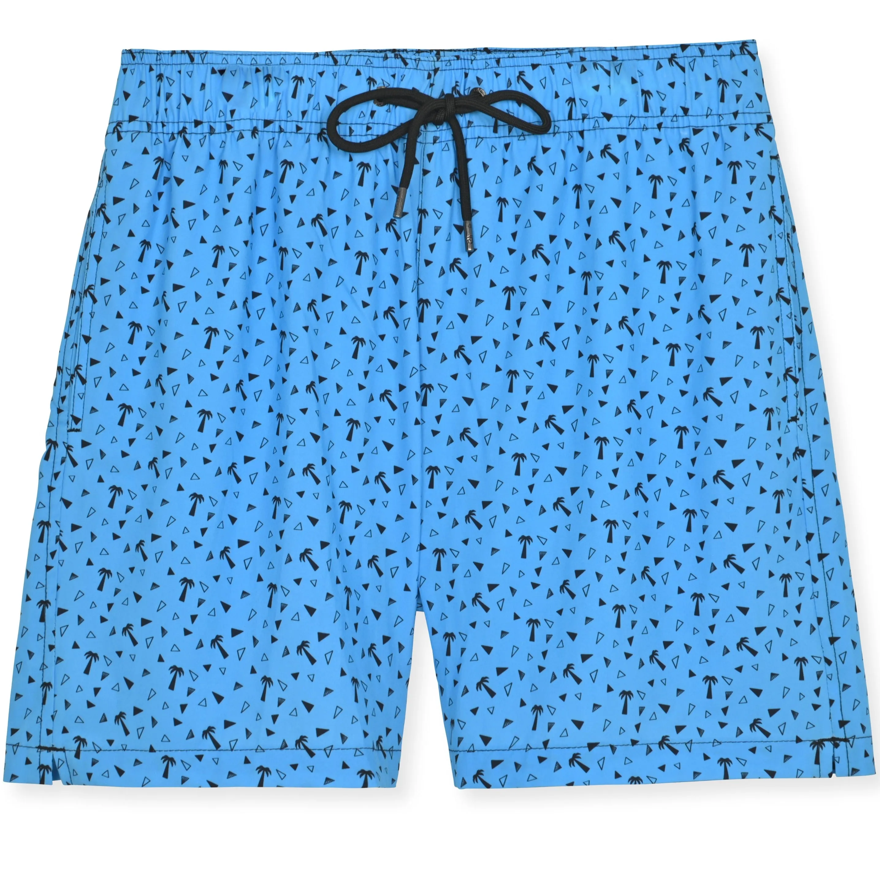 Bright Blue Abstract Palms Swim Trunk
