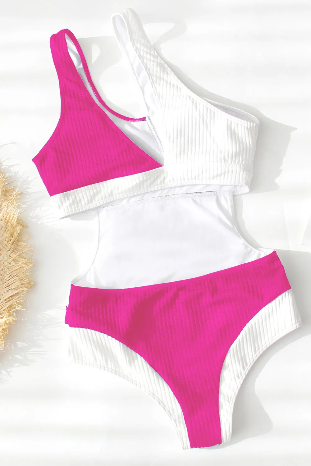 Bright Pink One Shoulder One Piece Swimsuit