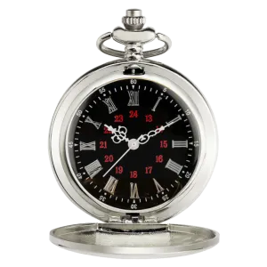 Bright Silver Roman Quartz Pocket Watch