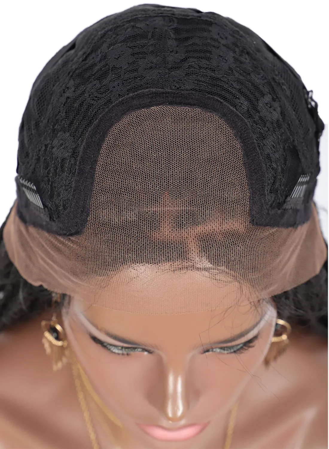 Brinbea 24" Fully Handmade 4x4” Swiss Lace Front Unknotted Box Braided Wigs for Black Women Japan-made Synthetic Twist Braids Wigs with Baby Hair Lightweight Cornrow Braids Wig